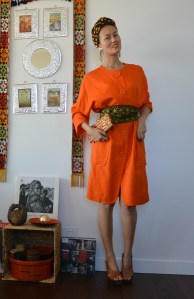 orange coat dress