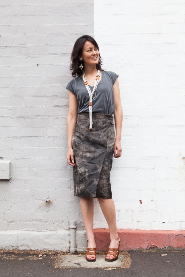 DIY wrap leather skirt