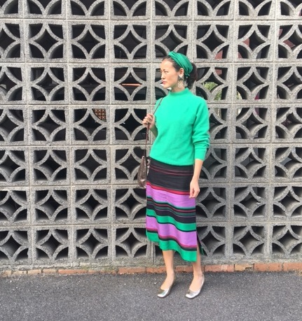 green scarf cashmere sweater