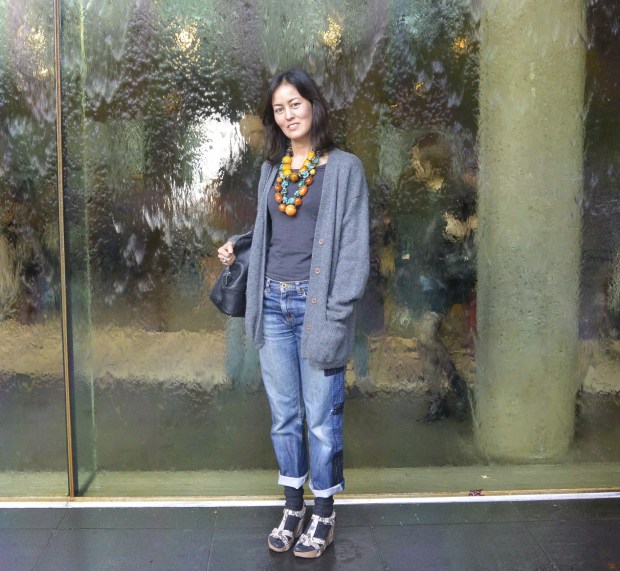 normcore grey cardigan