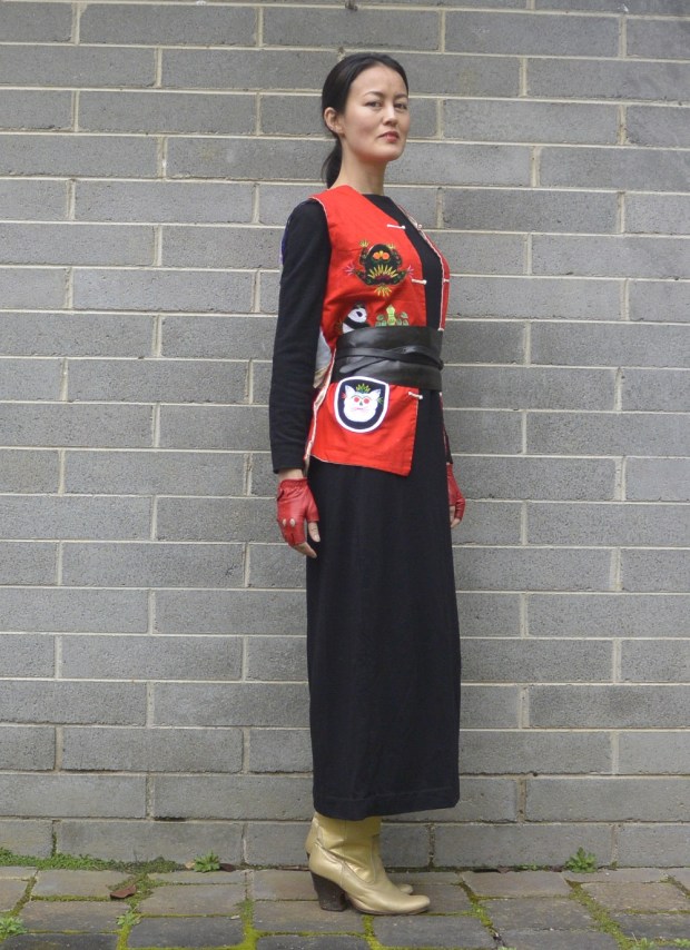 Chinese red vest leather belt